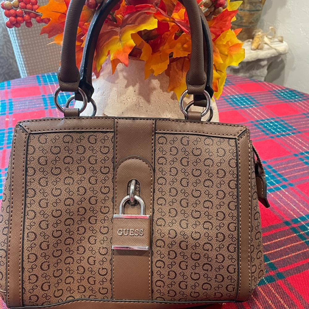 Guess Monogram Brown Satchel